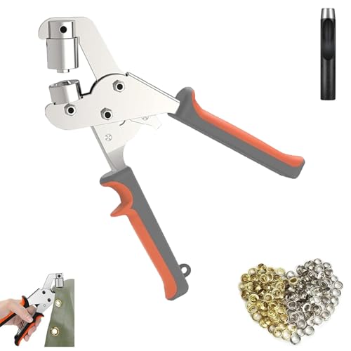Robustes professionelles Ösen-Werkzeugset, Ösensetzwerkzeug, Hand-Ösenzange, Ösenstanzwerkzeug, for Banner, Leder, Canvas-Stoff(Gray,200) von QCDZSW