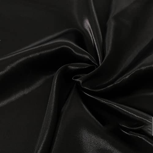 Seiden Satin Stoff Glanz Gewebe Meterware Kleidung Vorhang Mode Hochzeitsdeko Abendkleidung Karnevalskostümen und Röcken Deko Tischdecken zum Nähen von Kissen Bettwäsche von-150cm b(Color:schwarz) von QCKJ