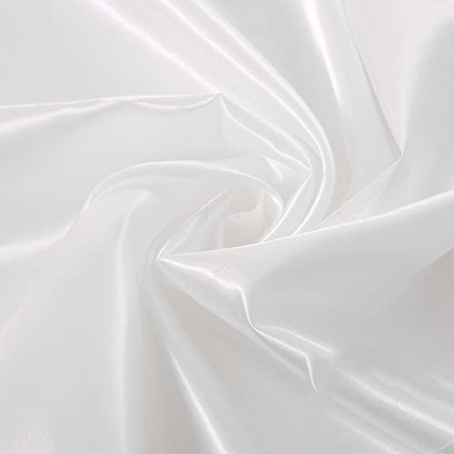 Seiden Satin Stoff Glanz Gewebe Meterware Kleidung Vorhang Mode Hochzeitsdeko Abendkleidung Karnevalskostümen und Röcken Deko Tischdecken zum Nähen von Kissen Bettwäsche von-150cm b(Color:reines Weiß) von QCKJ