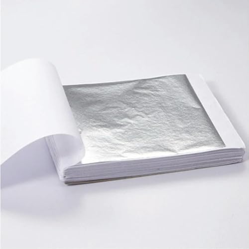 Goldes Papier, 100 Stück Folienblätter 8,5 x 8,5 cm, mehrfarbig, for Vergolden, Basteln(Silver) von QCKNKMGG