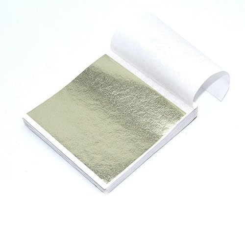 Goldes Papier, 100 Stück Imitation Gold Silber Kupfer Folie Papier Mehrfarbig for Harz Kerze Handwerk(Champagne Silver) von QCKNKMGG