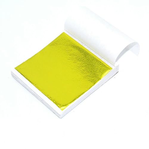 Goldes Papier, 100 Stück Imitation Gold Silber Kupfer Folie Papier Mehrfarbig for Harz Kerze Handwerk(Lemon Yellow) von QCKNKMGG