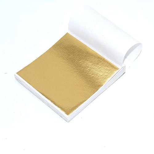 Goldes Papier, 100 Stück Imitation Gold Silber Kupfer Folie Papier Mehrfarbig for Harz Kerze Handwerk(Light Gold) von QCKNKMGG