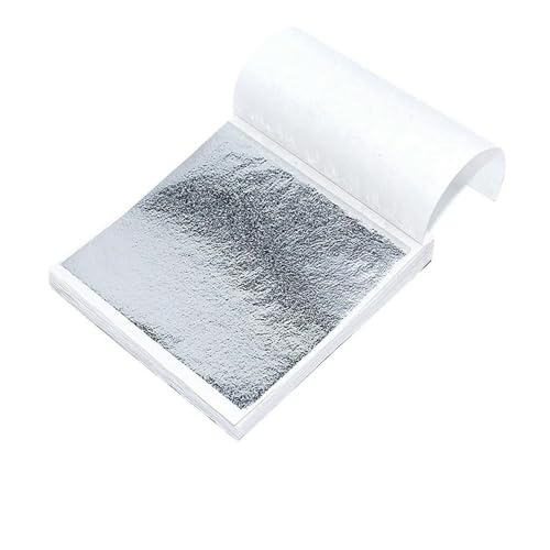 Goldes Papier, 100 Stück Imitation Gold Silber Kupfer Folie Papier Mehrfarbig for Harz Kerze Handwerk(Silver) von QCKNKMGG