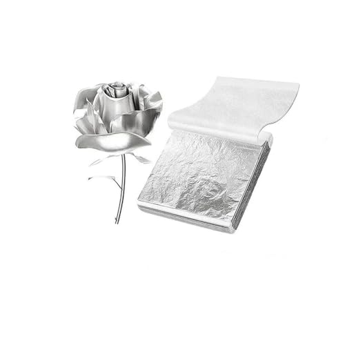 Goldes Papier, 100 stücke Metall Folie Papier Blatt Blatt for Vergoldung DIY Handwerk Liefert Multicolor(100pcs Silver) von QCKNKMGG