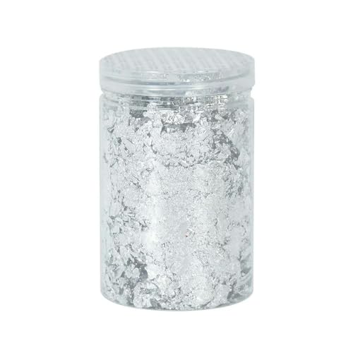 Goldes Papier, 10g Folie Flocken Multicolor for Malerei DIY Nail art Kuchen Dekoration(Silver) von QCKNKMGG