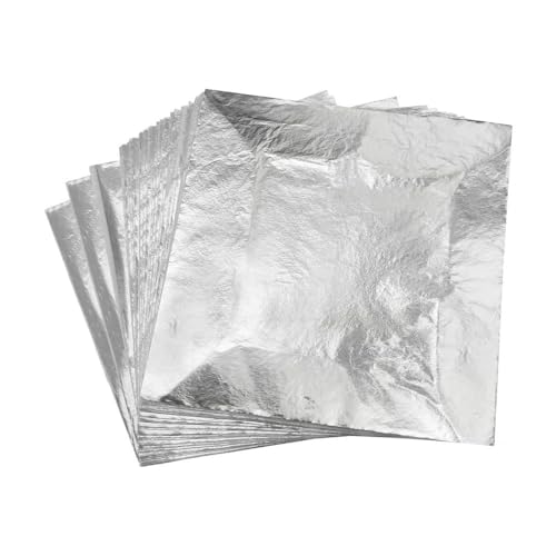 Goldes Papier, Folienblätter, Blätter, Kunstharz, Basteln, Dekoration, 14 x 14 cm, 100 Stück, mehrfarbig(B Silver) von QCKNKMGG