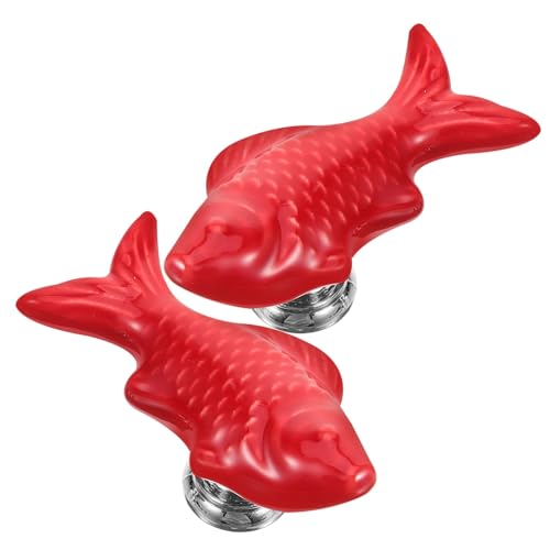 Kunststoffknopf, 2 Stück Toilettenspülknopfdrücker in Fischform, Rot Kunststoffknopf, 2 Stück Toilettenspülknopfdrücker in Fischform, Rot von QCKNKMGG