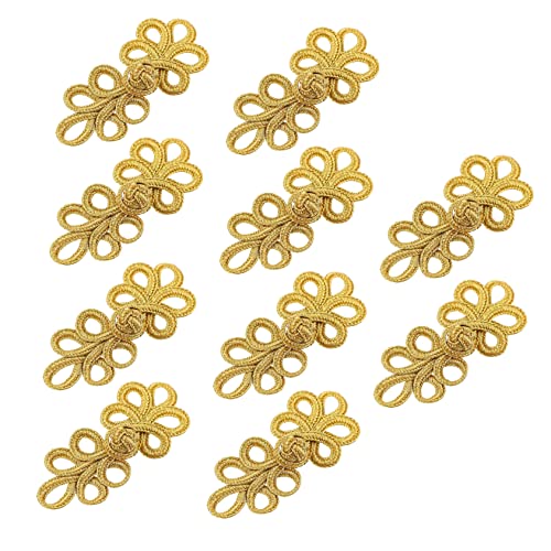 Kunststoffknopf, Chinesische Knotenknöpfe, 10er-Pack for Cheongsam, ethnische Kleidung, mehrfarbig, 78 x 35 x 8 mm(Golden) von QCKNKMGG