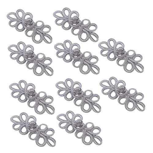 Kunststoffknopf, Chinesische Knotenknöpfe, 10er-Pack for Cheongsam, ethnische Kleidung, mehrfarbig, 78 x 35 x 8 mm(Silver) von QCKNKMGG