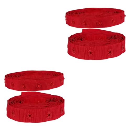 Kunststoffknopf, Druckknopf-Gürtel, Druckknöpfe, Nähverschlussband, 300 x 1,8 cm, Weiß und Rot, 9 Stück(Redx2pcs,300X1.8CMx2pcs) von QCKNKMGG