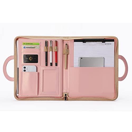 PU-Sitzungskarte, A4 Klemmbrett Business Portfolio PU Leder Reißverschluss Ordner Organizer Multicolor(Brown,No calculator) von QCKNKMGG