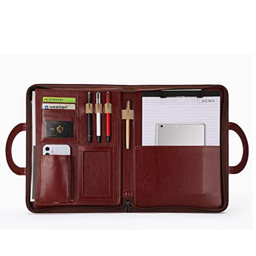 PU-Sitzungskarte, A4 Klemmbrett Business Portfolio PU Leder Reißverschluss Ordner Organizer Multicolor(Pink,No calculator) von QCKNKMGG