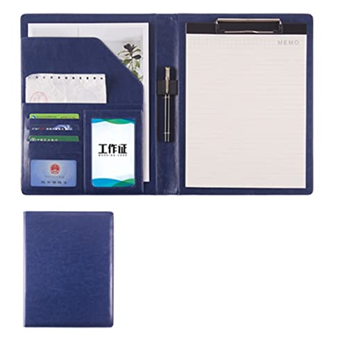 PU-Sitzungskarte, A4 Klemmbrett Konferenz Portfolio Ordner PU Leder Multicolor(Blue,No calculator) von QCKNKMGG