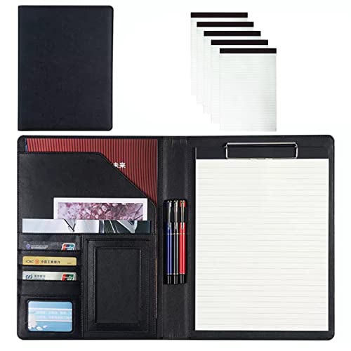 PU-Sitzungskarte, A4 Klemmbrett Ordner PU Leder Portfolio Organizer Multicolor(Black,No calculator) von QCKNKMGG