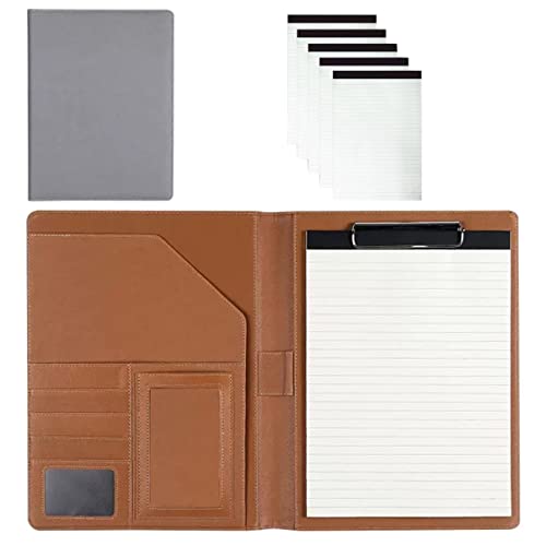 PU-Sitzungskarte, A4 Klemmbrett Ordner PU Leder Portfolio Organizer Multicolor(Light Gray,No calculator) von QCKNKMGG