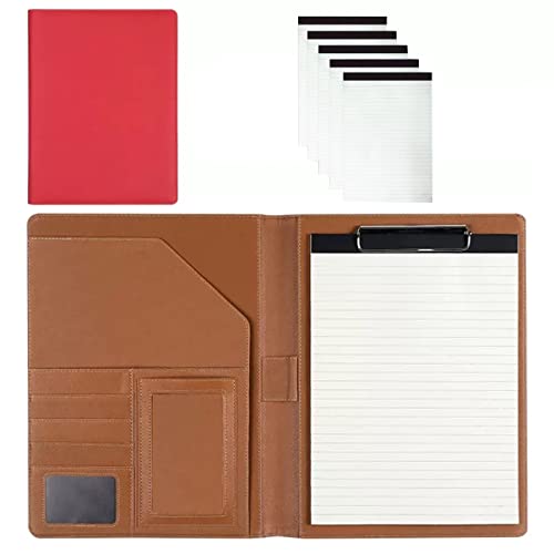 PU-Sitzungskarte, A4 Klemmbrett Ordner PU Leder Portfolio Organizer Multicolor(Red,No calculator) von QCKNKMGG
