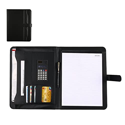 PU-Sitzungskarte, A4 Klemmbrett Padfolio Organizer mit Ärmeln for Dokumente Notizblock kompatibel(8 digit calculator) von QCKNKMGG