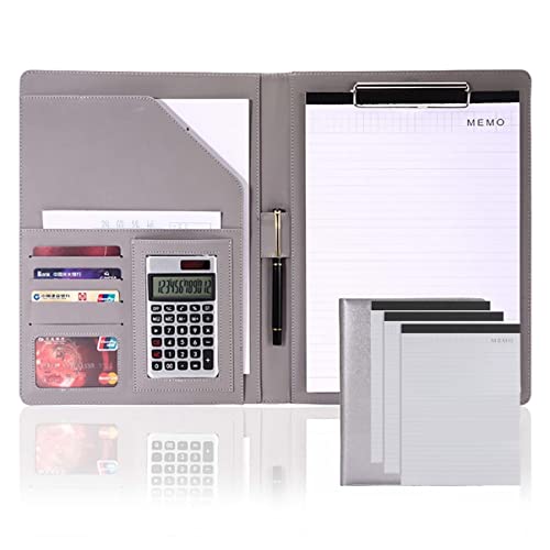 PU-Sitzungskarte, A4 Klemmbrett-Portfolio, PU-Leder, Dokumenten-Organizer, mehrfarbig(Grey 1,12-digit+Sign in this*3) von QCKNKMGG
