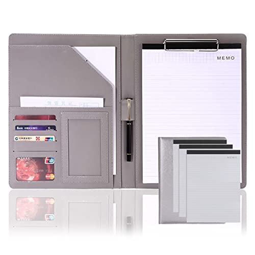 PU-Sitzungskarte, A4 Klemmbrett-Portfolio, PU-Leder, Dokumenten-Organizer, mehrfarbig(Grey 1,Sign in this*3) von QCKNKMGG