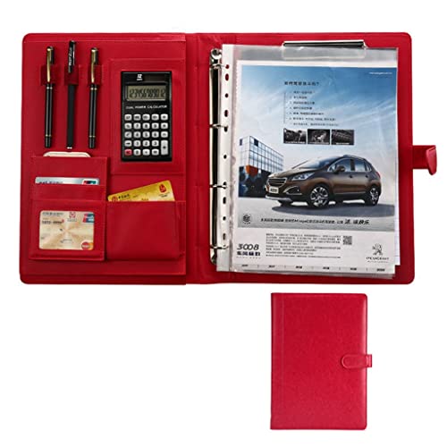 PU-Sitzungskarte, A4-Klemmbrett-Portfolio-Ordner aus PU-Leder mit Ringordner, mehrfarbig(Red) von QCKNKMGG