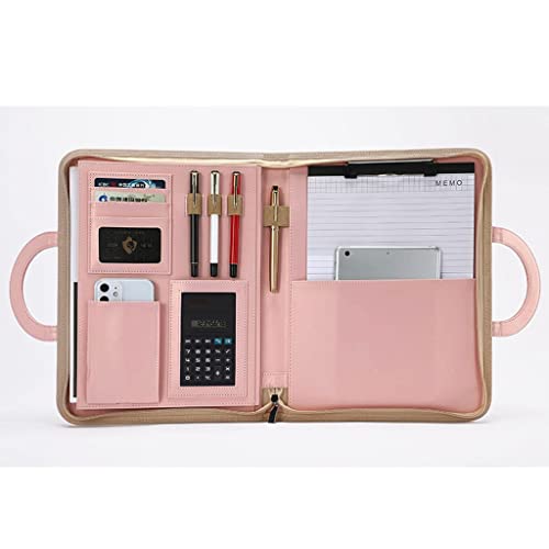 PU-Sitzungskarte, A4 Reißverschluss-Klemmbrett-Geschäftskonferenzmappe PU-Leder Multicolor mit Kalkulationsoptionen(Brown,8-digit calculator) von QCKNKMGG