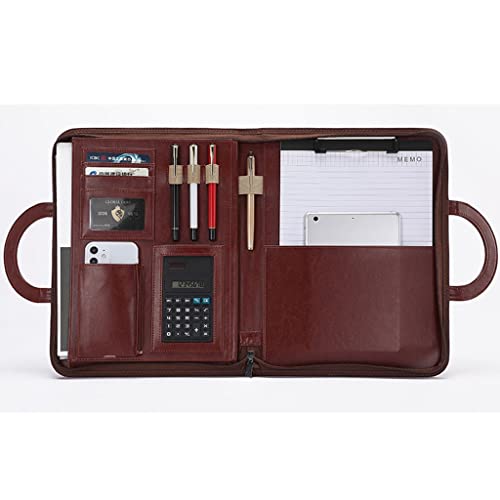 PU-Sitzungskarte, A4 Reißverschluss-Klemmbrett-Geschäftskonferenzmappe PU-Leder Multicolor mit Kalkulationsoptionen(Pink,8-digit calculator) von QCKNKMGG