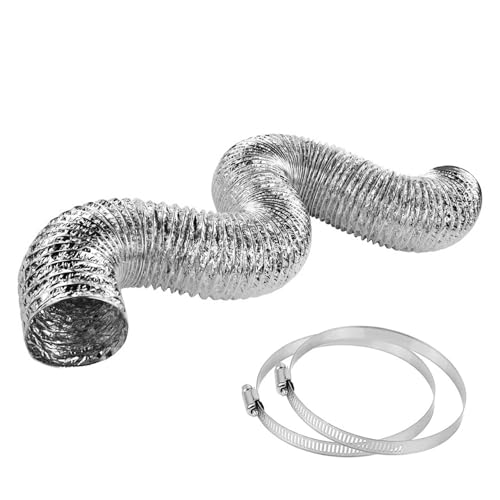 QCKNKMGG EIN versteh versteh ich Nicht. Flexibler Aluminium-Luftkanal, Flexibler Schlauch, Trockner-Entlüftungsschlauch, 2 Klemmen inklusive, 80/100/120/150/160/170/180/200/250/300 mm(2m 150mm) von QCKNKMGG