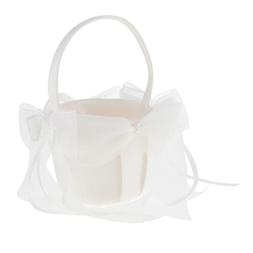 QCKNKMGG Hochzeitsdekoration Blumenmädchen Korb, Beige Satin Große Tüllschleife Hochzeitspartyzubehör QCKNKMGG Hochzeitsdekoration Blumenmädchen Korb, Beige Satin Große Tüllschleife Hochzeitspartyzubehör von QCKNKMGG