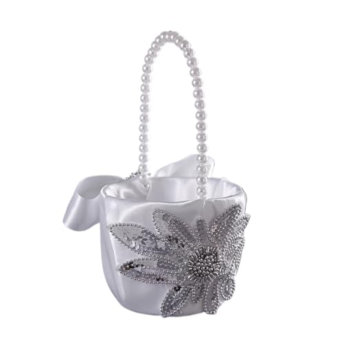 QCKNKMGG Hochzeitsdekoration Blumenmädchen Korb, Blumenkind Schleife Hochzeit Braut Blume Romantische Hand-gehalten Dekorative Perle Korb QCKNKMGG Hochzeitsdekoration Blumenmädchen Korb, Blumenkind Schleife Hochzeit Braut Blume Romantische Hand-gehalten Dekorative Perle Korb von QCKNKMGG
