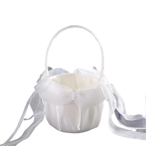 QCKNKMGG Hochzeitsdekoration Blumenmädchen Korb, Bogen Streublumen Hochzeit Braut Blumenkind Warme Hochzeit Reine Handarbeit Romantische Korb von QCKNKMGG