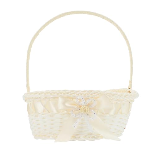 QCKNKMGG Hochzeitsdekoration Blumenmädchen Korb, Gewebte Blumenverpackung, handgefertigt, Rattan-Arrangement, Party-Zubehör, Hochzeit, Braut von QCKNKMGG