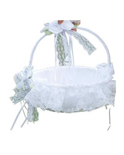 QCKNKMGG Hochzeitsdekoration Blumenmädchen Korb, Große Größe Hochzeit Fee Kristall Anhänger Blütenblatt Konfetti Candy Party Supplies Obstkorb Home Dekoration(White) von QCKNKMGG