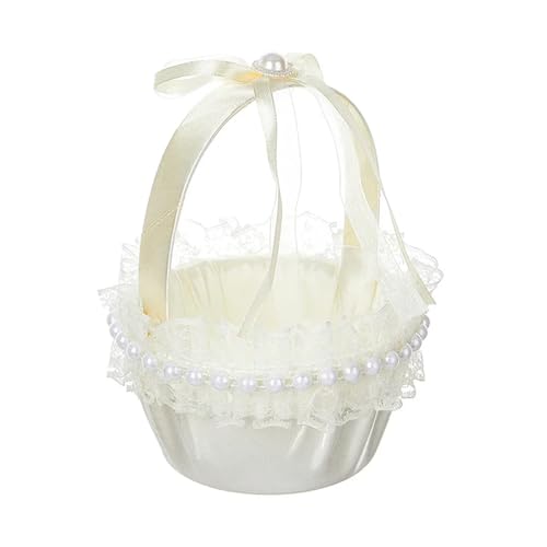QCKNKMGG Hochzeitsdekoration Blumenmädchen Korb, Hochzeit Spitze Korb Blume Streuung Hand-gehalten Bogen Perle Festival Kleine QCKNKMGG Hochzeitsdekoration Blumenmädchen Korb, Hochzeit Spitze Korb Blume Streuung Hand-gehalten Bogen Perle Festival Kleine von QCKNKMGG