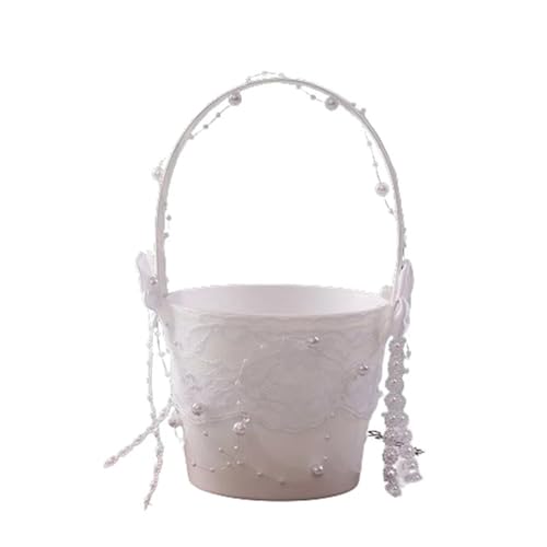QCKNKMGG Hochzeitsdekoration Blumenmädchen Korb, Hochzeit im schlichten Stil mit kleinen Perlen und Spitze, Hochzeit, Blumenjunge, Streusel QCKNKMGG Hochzeitsdekoration Blumenmädchen Korb, Hochzeit im schlichten Stil mit kleinen Perlen und Spitze, Hochzeit, Blumenjunge, Streusel von QCKNKMGG