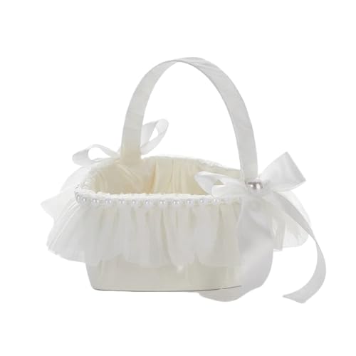 QCKNKMGG Hochzeitsdekoration Blumenmädchen Korb, Kleines Blumenmädchen Streublumen Spitze Aufbewahrungskorb Hochzeit Tote Korb QCKNKMGG Hochzeitsdekoration Blumenmädchen Korb, Kleines Blumenmädchen Streublumen Spitze Aufbewahrungskorb Hochzeit Tote Korb von QCKNKMGG