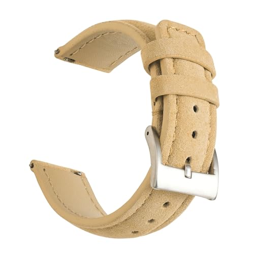 Retro-Mad-Uhr mit Schale, Ersatz-Uhrenarmband aus Wildleder, mehrere Größen, Mehrfarbig(Beige 1,22mm) von QCKNKMGG