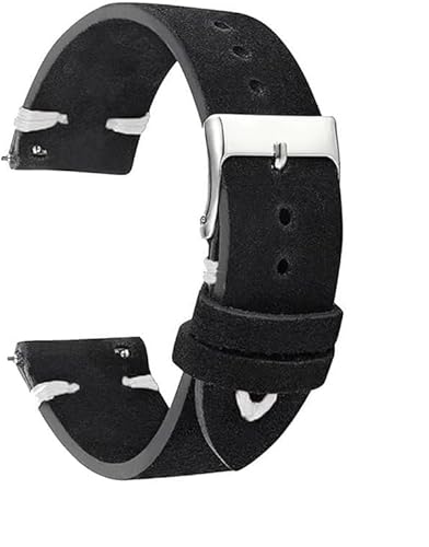 Retro-Mad-Uhr mit Schale, Ersatz-Uhrenarmband aus Wildleder mit Schnellverschluss, Mehrfarbig, 18–24 mm(Blue-White Line,18mm) von QCKNKMGG