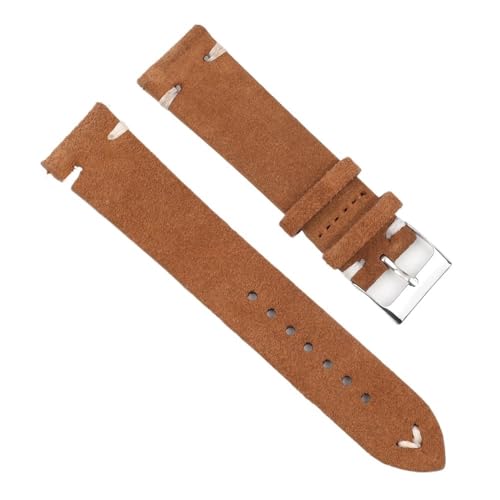 Retro-Mad-Uhr mit Schale, Retro-Wildleder-Ersatzarmband, Edelstahlschnalle, Mehrfarbig, mehrere Größen(Brown-White,24mm) von QCKNKMGG