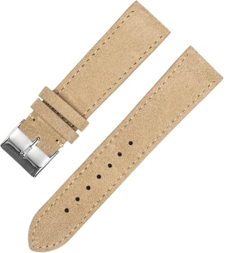 Retro-Mad-Uhr mit Schale, Uhrenarmband aus Wildleder, echtes Leder, 18 mm/20 mm/22 mm, Mehrfarbig, Edelstahlschnalle, Unisex(Beige,22mm) von QCKNKMGG