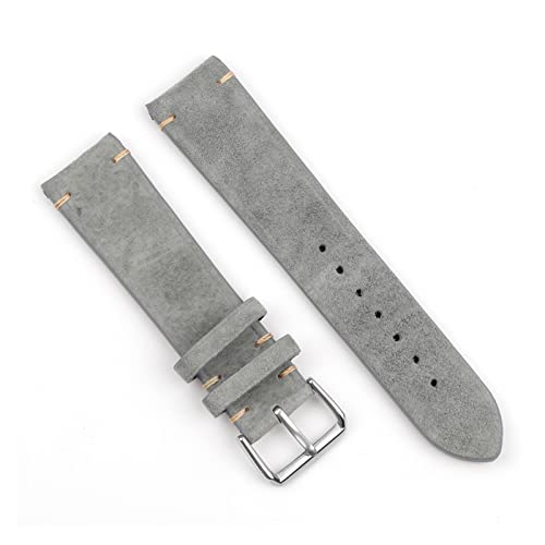 Retro-Mad-Uhr mit Schale, Wildleder-Dornschließe, Ersatz-Uhrenarmband, Mehrfarbig, 18 mm, 20 mm, 22 mm, 24 mm, mit Werkzeug(Gray-22mm) von QCKNKMGG
