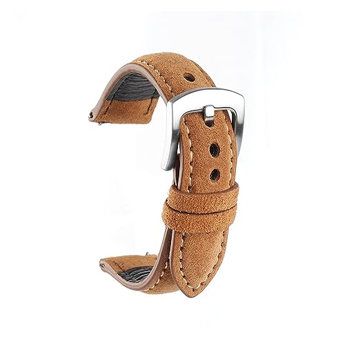 Retro-Mad-Uhr mit Schale, Wildleder-Uhrenarmband, 18 mm, 19 mm, 20 mm, 22 mm, Mehrfarbig(Brown,22mm) von QCKNKMGG