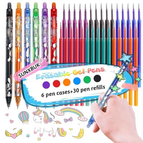QDDBPGB Radierbarer Kugelschreiber,6 Stück Radierbarer Tintenroller+30 Stück 0,5 mm Ersatzminen,Radierbare Stifte Bunt Set,Erasable Pen Gelschreiber Radierstift,für Schulsachen Bürobedar QDDBPGB Radierbarer Kugelschreiber,6 Stück Radierbarer Tintenroller+30 Stück 0,5 mm Ersatzminen,Radierbare Stifte Bunt Set,Erasable Pen Gelschreiber Radierstift,für Schulsachen Bürobedar von QDDBPGB