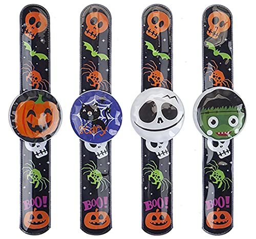 QDS Halloween-Schnappbänder, beleuchtetes LED-Armband, Kinder, Süßes oder Saures, Party-Geschenk (4 Stück) von QDS