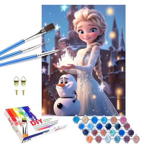 QDUODUO Eiskönigin Malen Nach Zahlen Kinder Erwachsene, 40x50cm Cartoon Eisa Prinzessin Paint by Numbers mit Leinwand Pinseln Acrylpigment, Groß DIY Gemälde Kit Kunst Bastelset für Mädchen ab 6 Jahre QDUODUO Eiskönigin Malen Nach Zahlen Kinder Erwachsene, 40x50cm Cartoon Eisa Prinzessin Paint by Numbers mit Leinwand Pinseln Acrylpigment, Groß DIY Gemälde Kit Kunst Bastelset für Mädchen ab 6 Jahre von QDUODUO