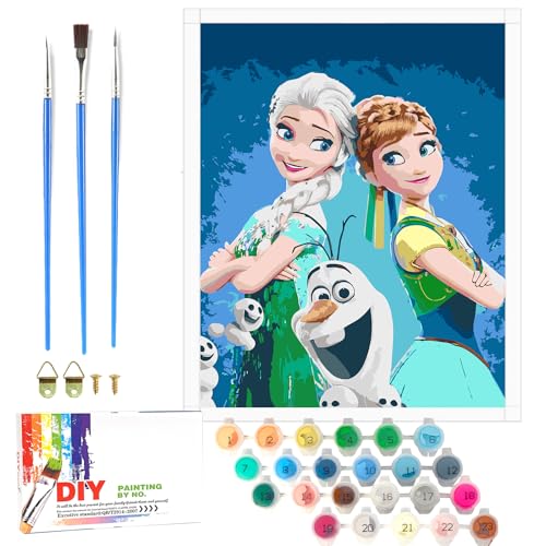 QDUODUO Eiskönigin Malen Nach Zahlen für Kinder und Erwachsene Anfänger, 40x50cm Groß Cartoon Eisa Anla Prinzessin Painting mit Leinwand Pinseln Acrylfarben, DIY Gemälde Kit für Mädchen ab 6 Jahre QDUODUO Eiskönigin Malen Nach Zahlen für Kinder und Erwachsene Anfänger, 40x50cm Groß Cartoon Eisa Anla Prinzessin Painting mit Leinwand Pinseln Acrylfarben, DIY Gemälde Kit für Mädchen ab 6 Jahre von QDUODUO