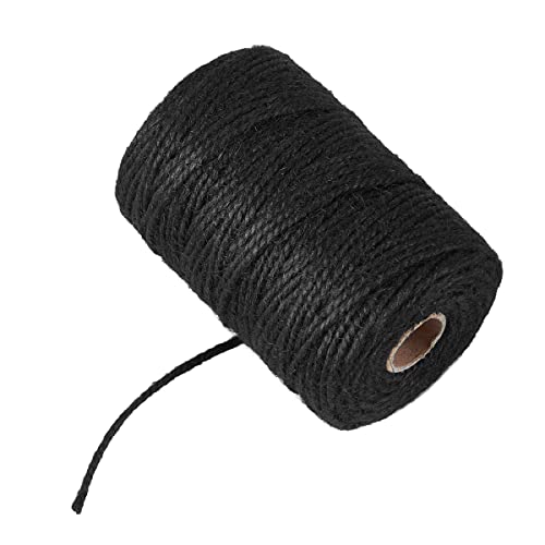 5 mm schwarze natürliche Jute-Schnur, für Bastelgeschenke, Bastelprojekte, Verpackung, Verpackung, Urlaubsverpackung, Gartenarbeit und mehr, Juteseil zur Verwendung rund um Haus und Garten von QDiShi