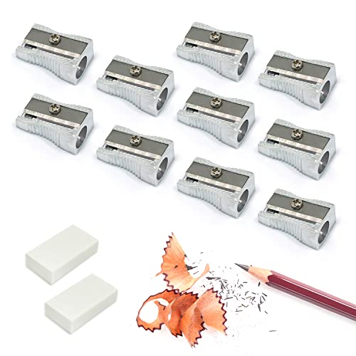 10 x Anspitzer aus Aluminiumlegierung mit einem Loch mit 2 Radiergummis, einfacher Handspitzer, Schulbedarf für Studenten, zum Lernen, Malen, Bleistifte, Buntstifte, Augenbrauenstifte. 10 x Anspitzer aus Aluminiumlegierung mit einem Loch mit 2 Radiergummis, einfacher Handspitzer, Schulbedarf für Studenten, zum Lernen, Malen, Bleistifte, Buntstifte, Augenbrauenstifte. von QEEQPF