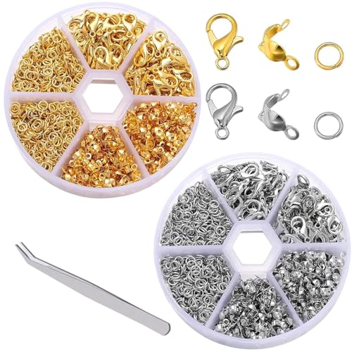 1140 Stück Kettenverschluss, 2 Farben Armband Verschluss Set, Ketten Verschlüsse, Verschlüsse für Armbänder Set, Schmuckherstellung Zubehör, für Halsketten Armband, Fußkette, Schmuck Basteln DIY 1140 Stück Kettenverschluss, 2 Farben Armband Verschluss Set, Ketten Verschlüsse, Verschlüsse für Armbänder Set, Schmuckherstellung Zubehör, für Halsketten Armband, Fußkette, Schmuck Basteln DIY von QEEROYO