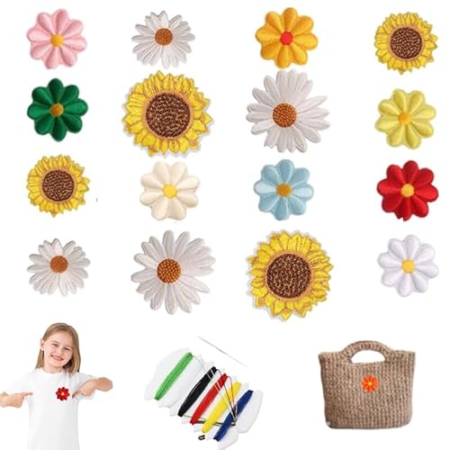 17 Stück Patches zum Aufbügeln, Flicken zum Aufbügeln, Bügelflicken Kinder, Aufnäher Bügelsticker Textilaufkleber, zum Bestickte Aufnäher, Gänseblümchen Blume, Jeans, Jacken Rucksäcke, DIY-Zubehör 17 Stück Patches zum Aufbügeln, Flicken zum Aufbügeln, Bügelflicken Kinder, Aufnäher Bügelsticker Textilaufkleber, zum Bestickte Aufnäher, Gänseblümchen Blume, Jeans, Jacken Rucksäcke, DIY-Zubehör von QEEROYO